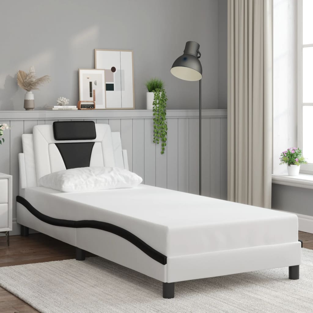 vidaXL Bedframe "Viana" met LED zonder matras wit en zwart 90x200 cm, foto 2