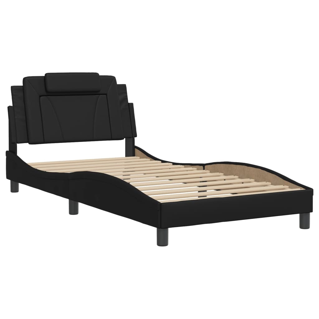 vidaXL Bedframe met LED-verlichting kunstleer zwart 100x200 cm afbeelding