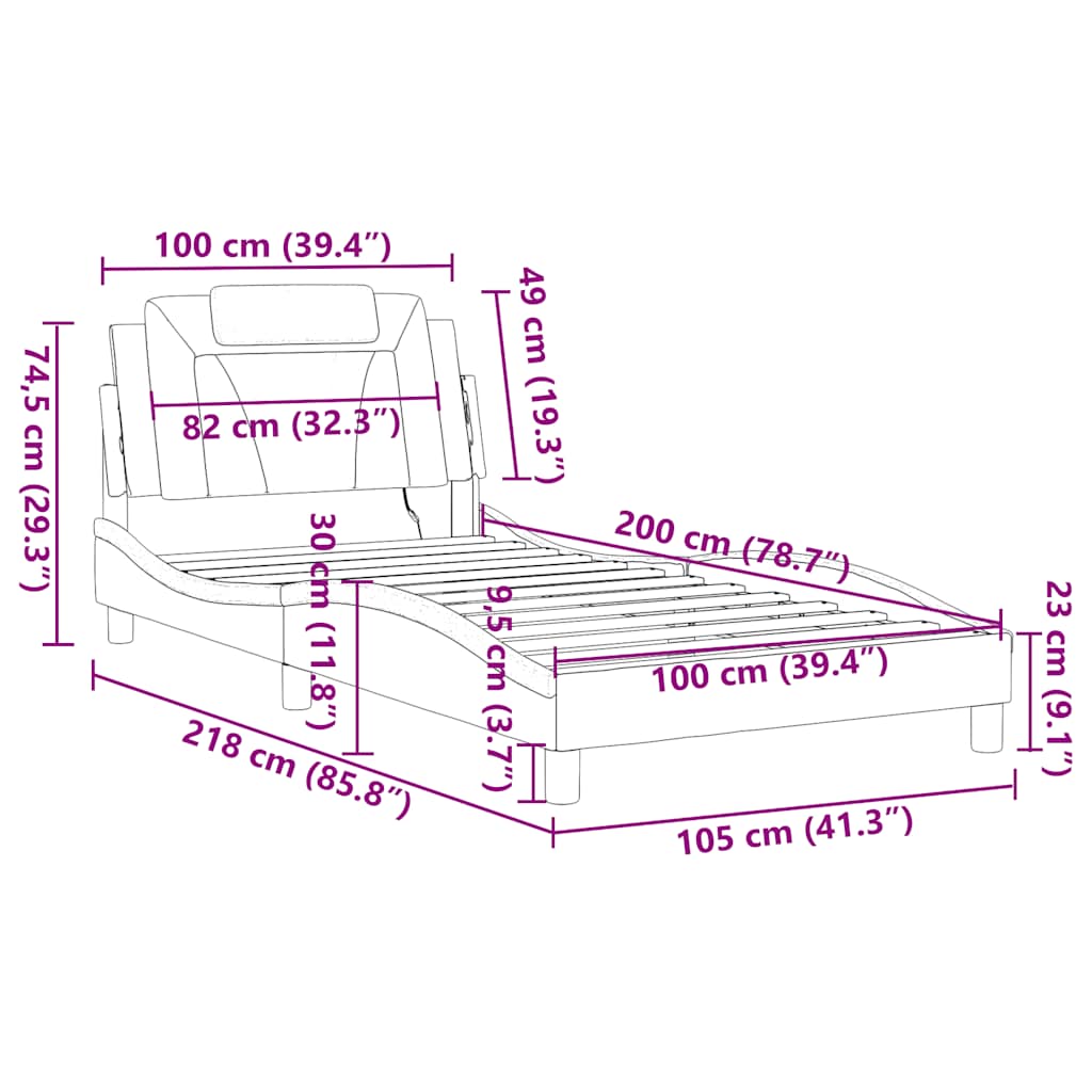 Rám postele Viana s LED bez matrace černý 100 x 200 cm - obrázek 16