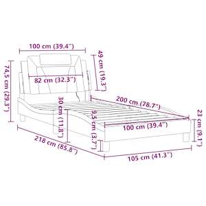 Rám postele Viana s LED bez matrace šedý 100 x 200 cm - obrázek 16