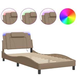 Rám postele Viana s LED bez matrace cappuccino 100 x 200 cm - obrázek 2