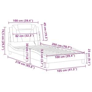 Rám postele Viana s LED bez matrace černý a bílý 100x200 cm - obrázek 17