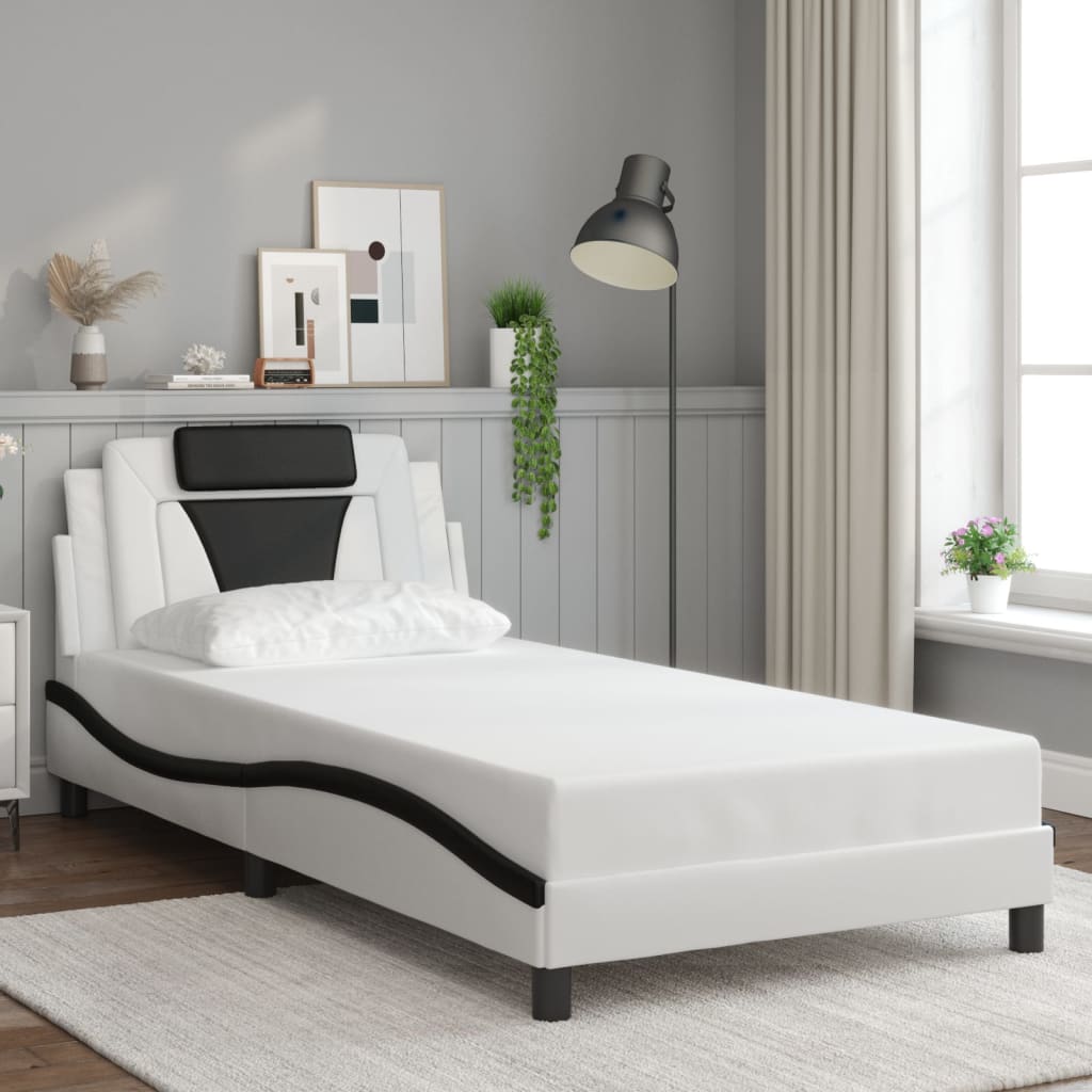 vidaXL Bedframe "Viana" met LED zonder matras wit en zwart 100x200 cm, foto 2