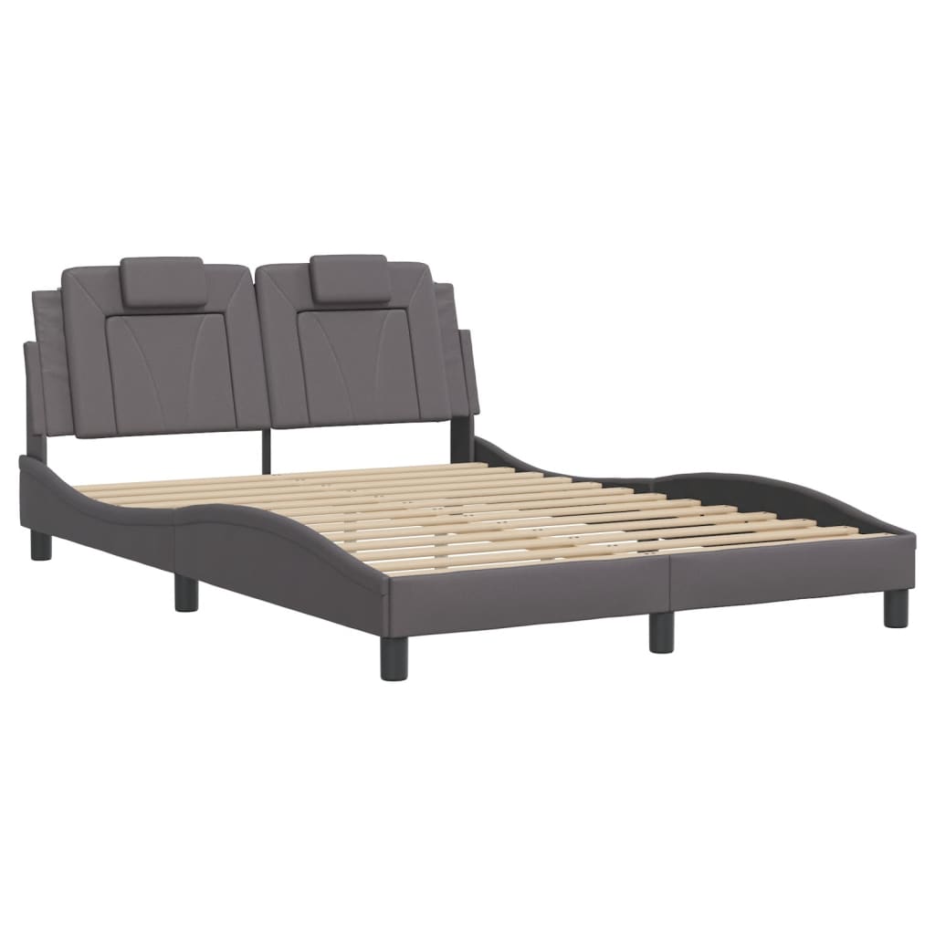 vidaXL Bedframe met LED-verlichting kunstleer grijs 120x200 cm afbeelding