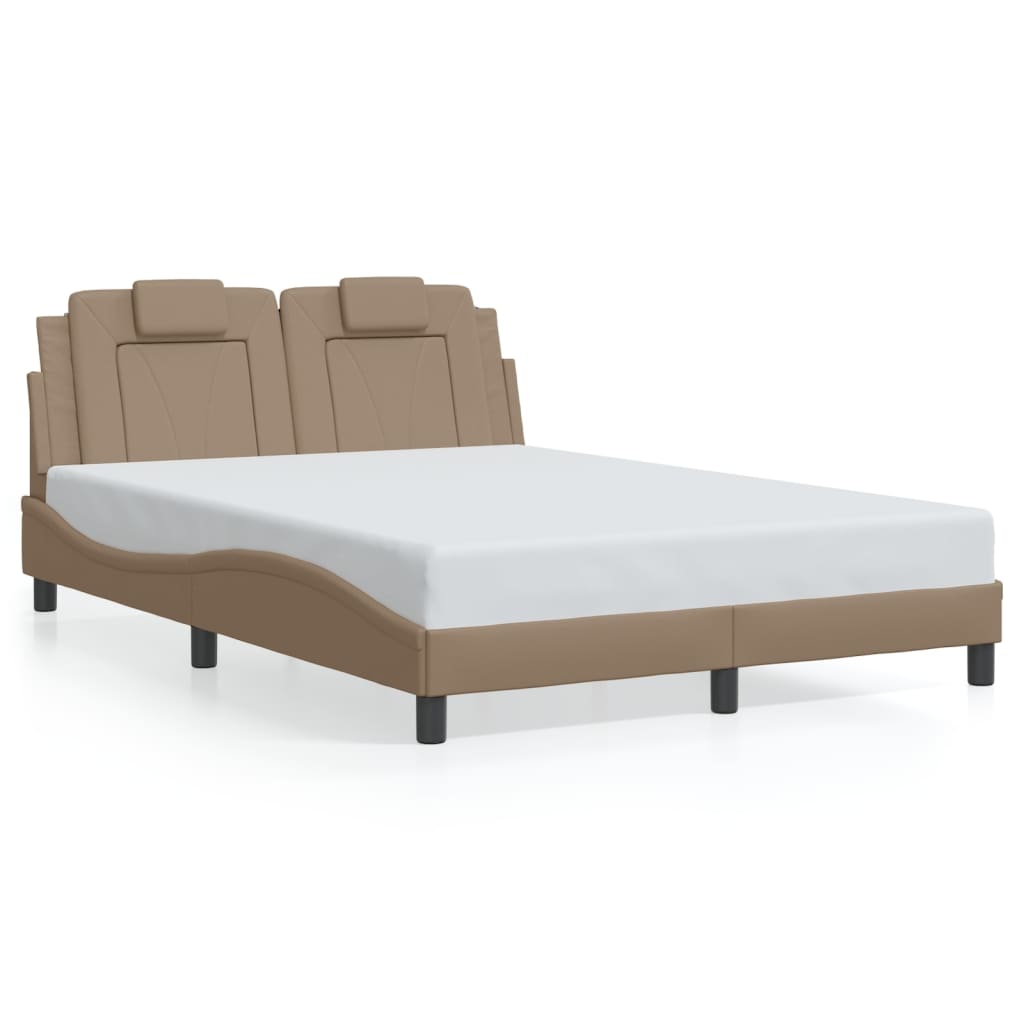 vidaXL Cadru de pat cu LED, cappuccino, 120x200 cm, piele ecologică