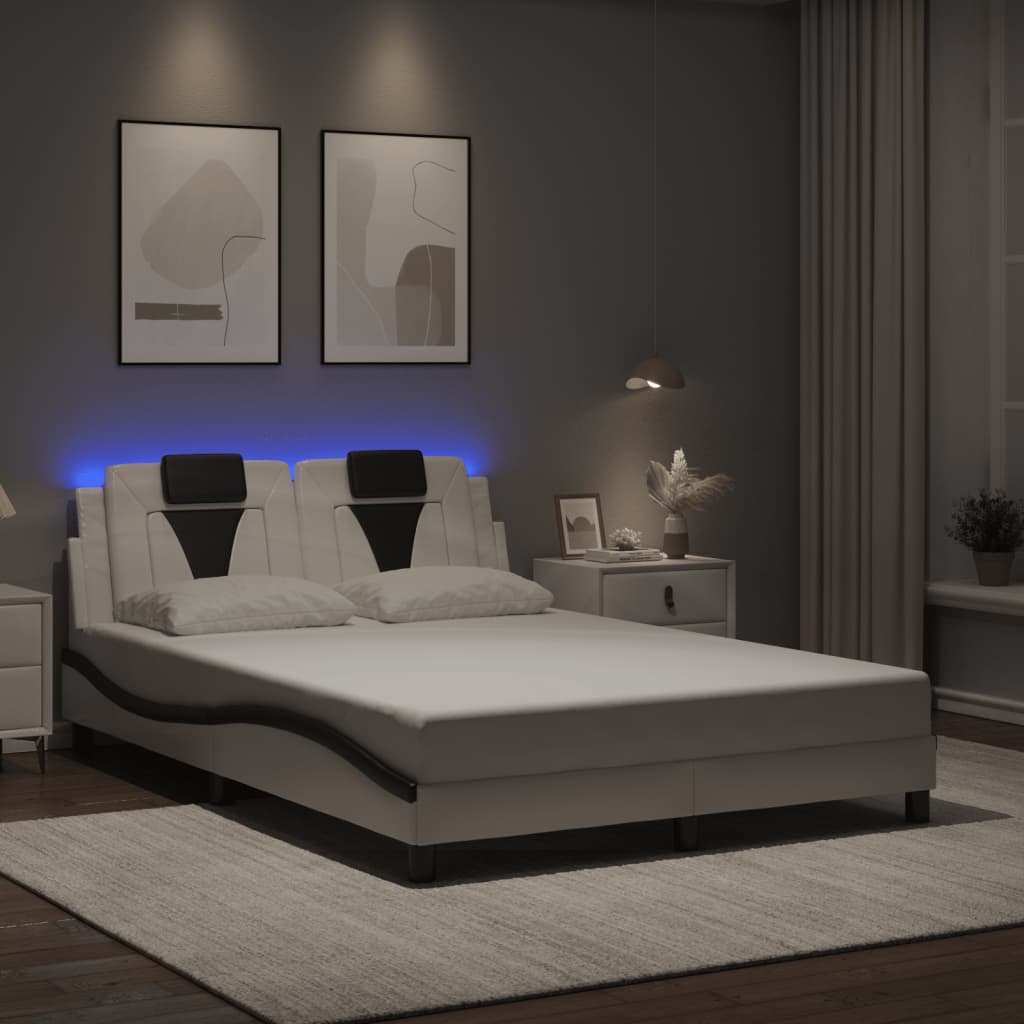vidaXL sengeramme Viana med LED uden madras 120x200 cm hvid og sort
