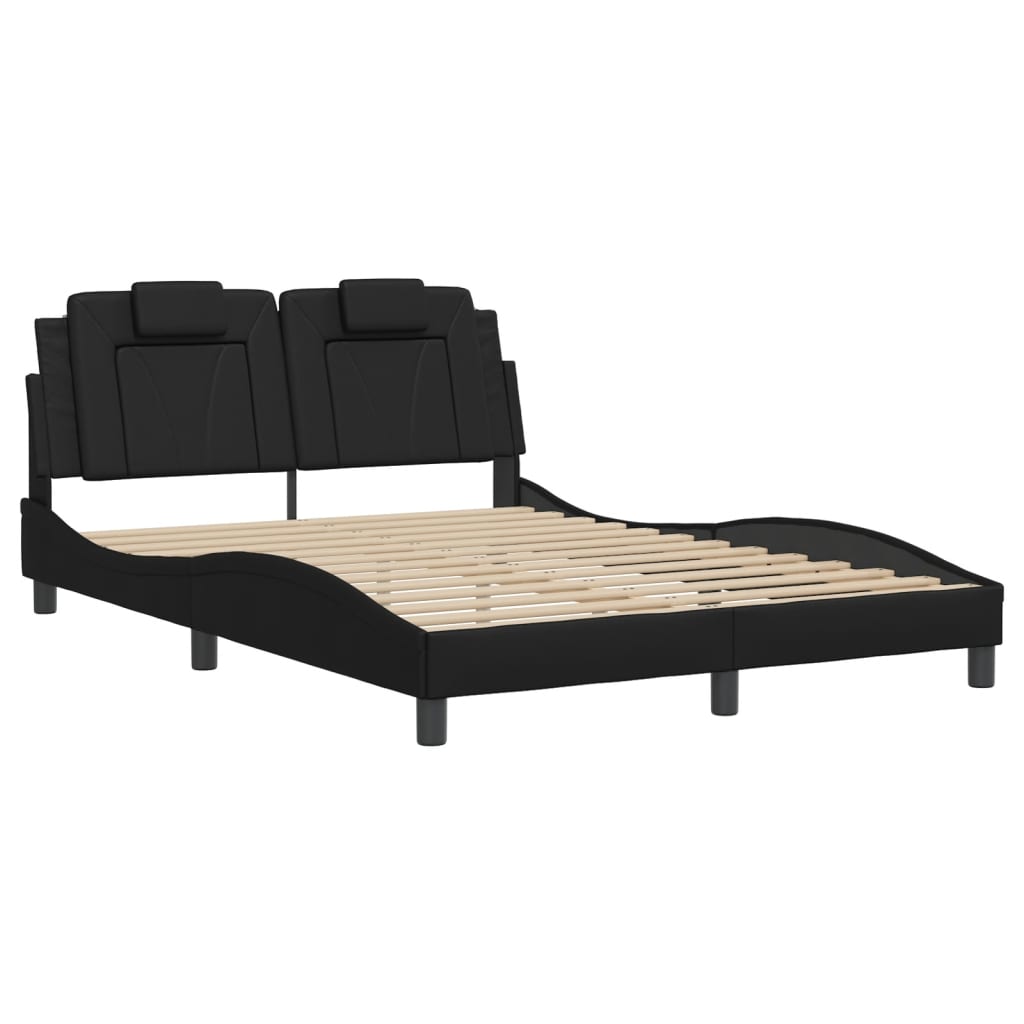 vidaXL Bedframe met LED-verlichting kunstleer zwart 140x190 cm afbeelding