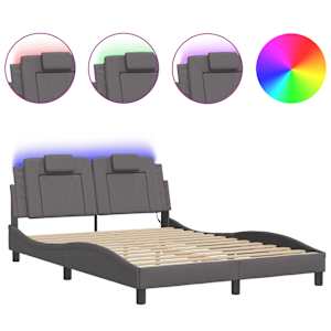 Rám postele Viana s LED bez matrace šedý 140 x 190 cm - obrázek 2