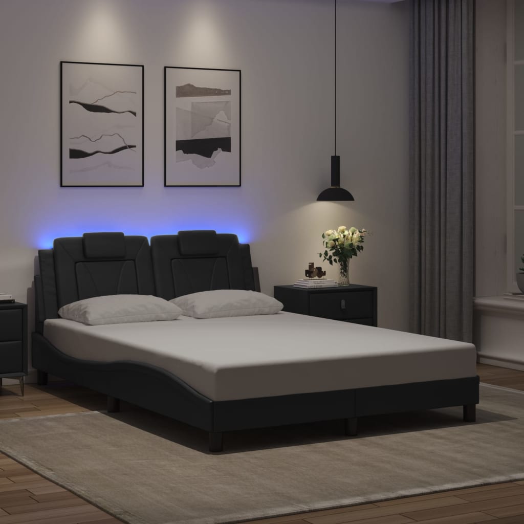 vidaXL sengeramme Viana med LED uden madras 140x200 cm sort