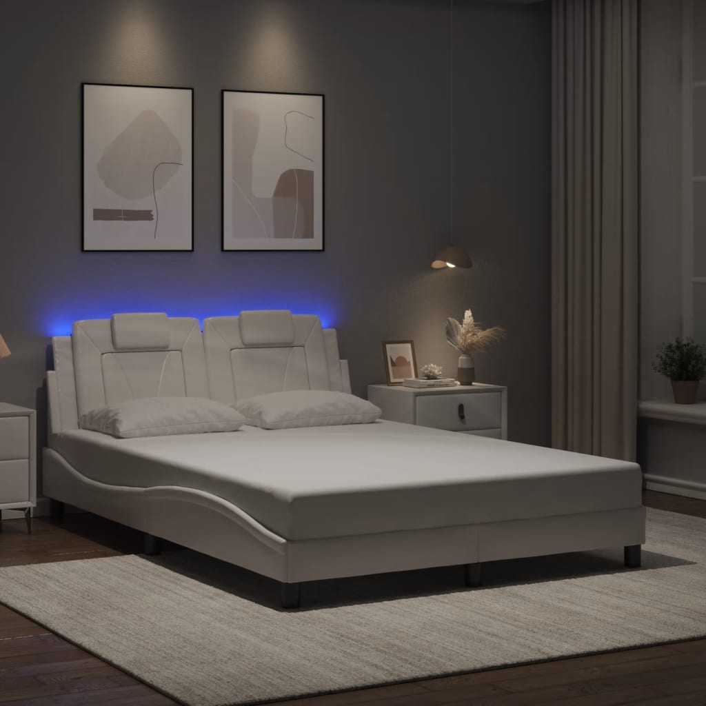 vidaXL sengeramme Viana med LED uden madras 140x200 cm hvid