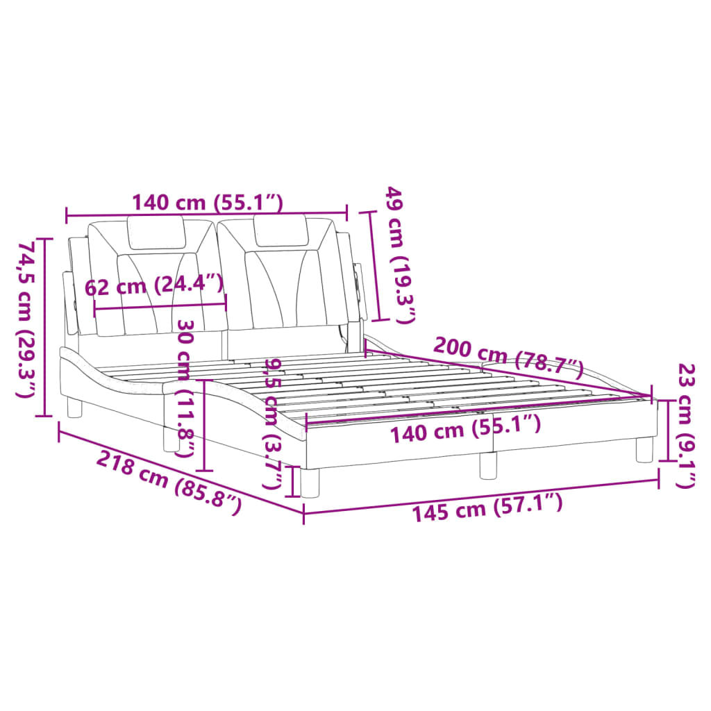 Rám postele Viana s LED bez matrace černý a bílý 140x200 cm - obrázek 17