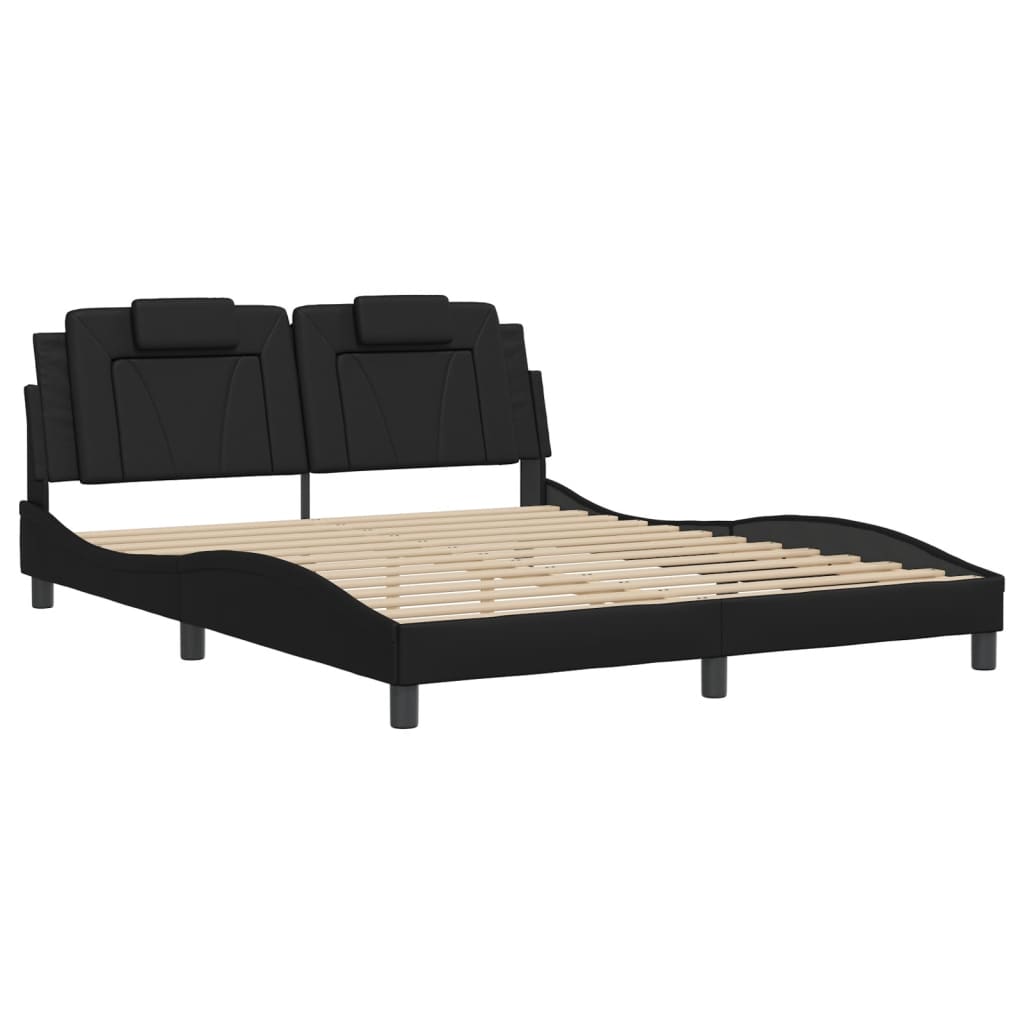 vidaXL Bedframe met LED-verlichting kunstleer zwart 160x200 cm afbeelding