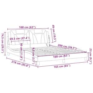 Rám postele Viana s LED bez matrace černý 160 x 200 cm - obrázek 16