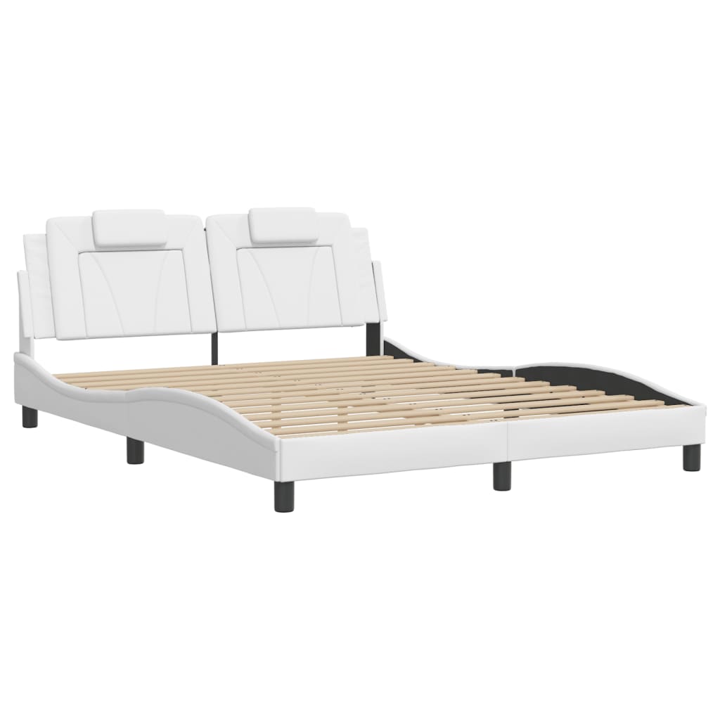 vidaXL Bedframe met LED-verlichting kunstleer wit 160x200 cm afbeelding