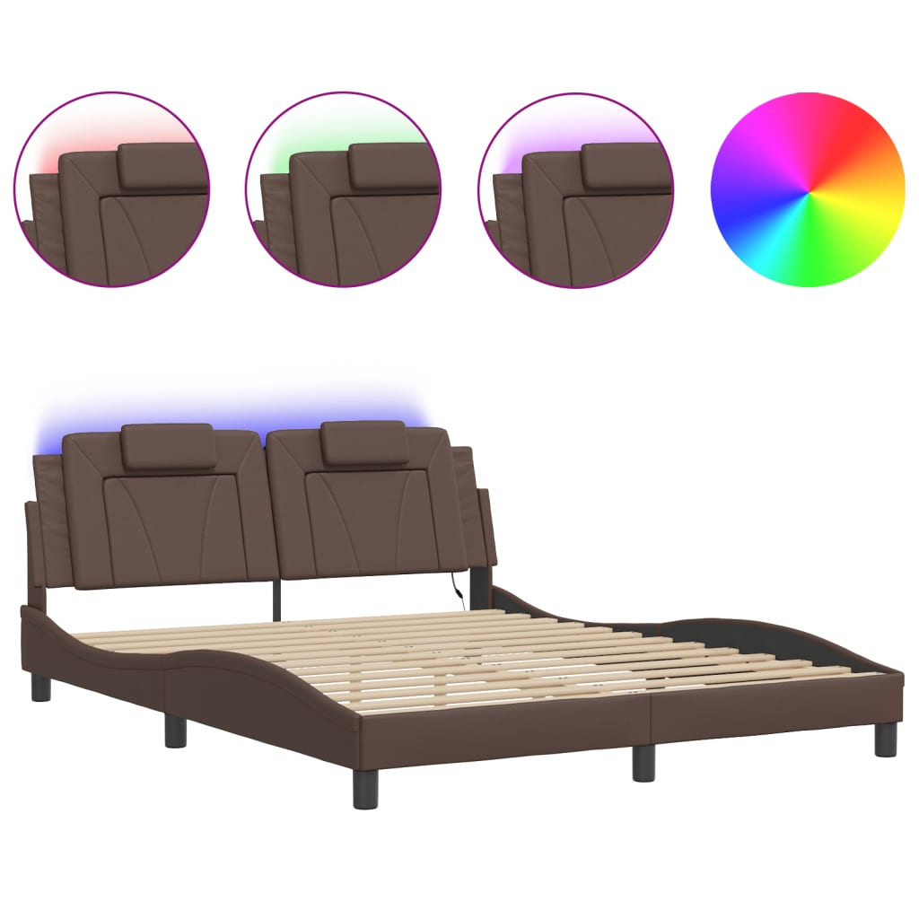 vidaXL Bedframe "Viana" met LED zonder matras bruin 160x200 cm, foto 3