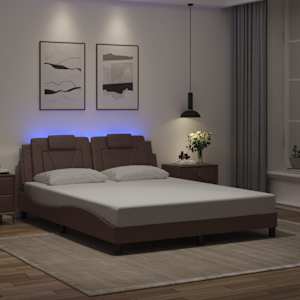 Rám postele Viana s LED bez matrace hnědý 160 x 200 cm - obrázek 1