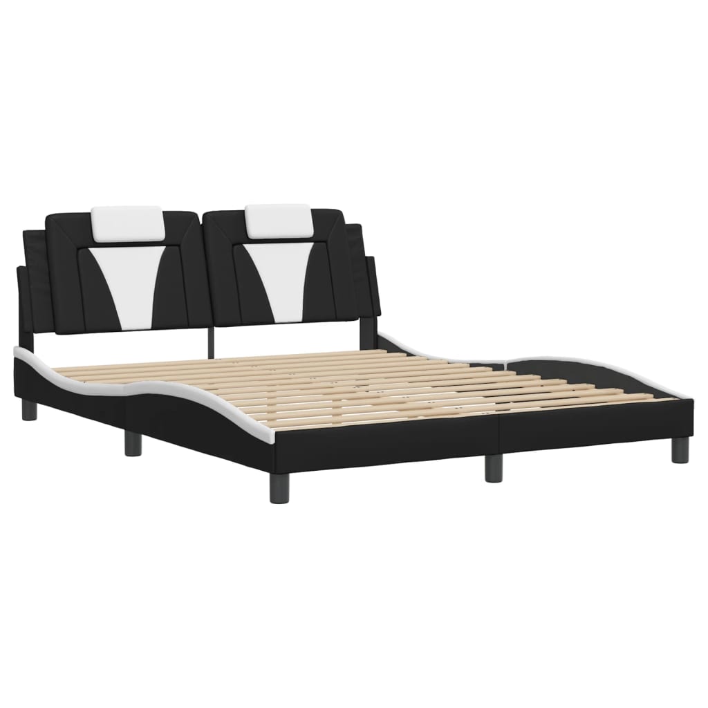 vidaXL Bedframe "Viana" met LED zonder matras zwart en wit 160x200 cm, foto 4