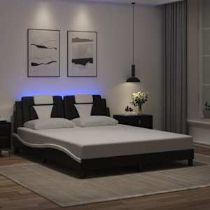 Rám postele Viana s LED bez matrace černý a bílý 160x200 cm - obrázek 1