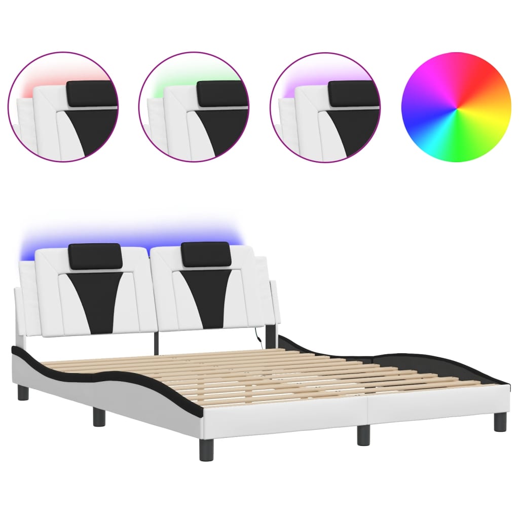 vidaXL Bedframe "Viana" met LED zonder matras wit en zwart 160x200 cm, foto 3