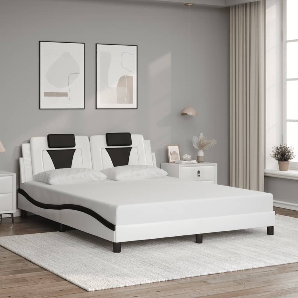 vidaXL Bedframe "Viana" met LED zonder matras wit en zwart 160x200 cm, foto 2