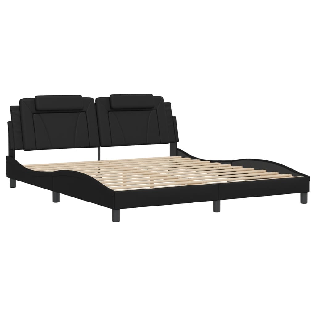 vidaXL Bedframe met LED-verlichting kunstleer zwart 180x200 cm afbeelding