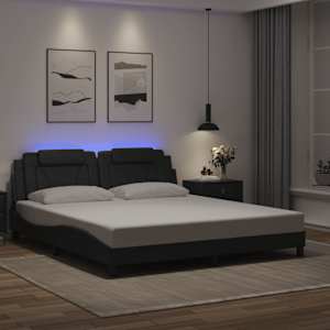 Posteljni okvir Viana z LED brez vzmetnice črn 180x200 cm