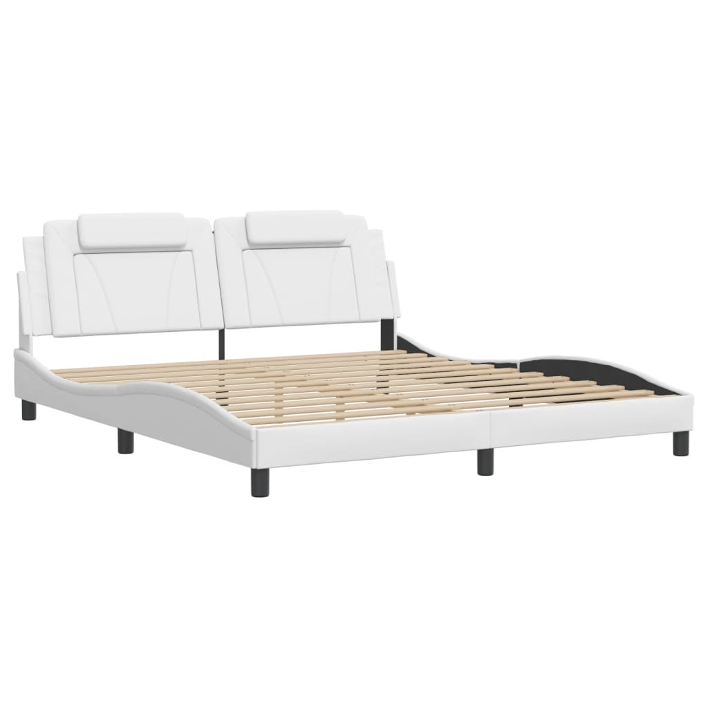vidaXL Bedframe met LED-verlichting kunstleer wit 180x200 cm afbeelding