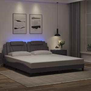 Posteljni okvir Viana z LED brez vzmetnice siv 180x200 cm