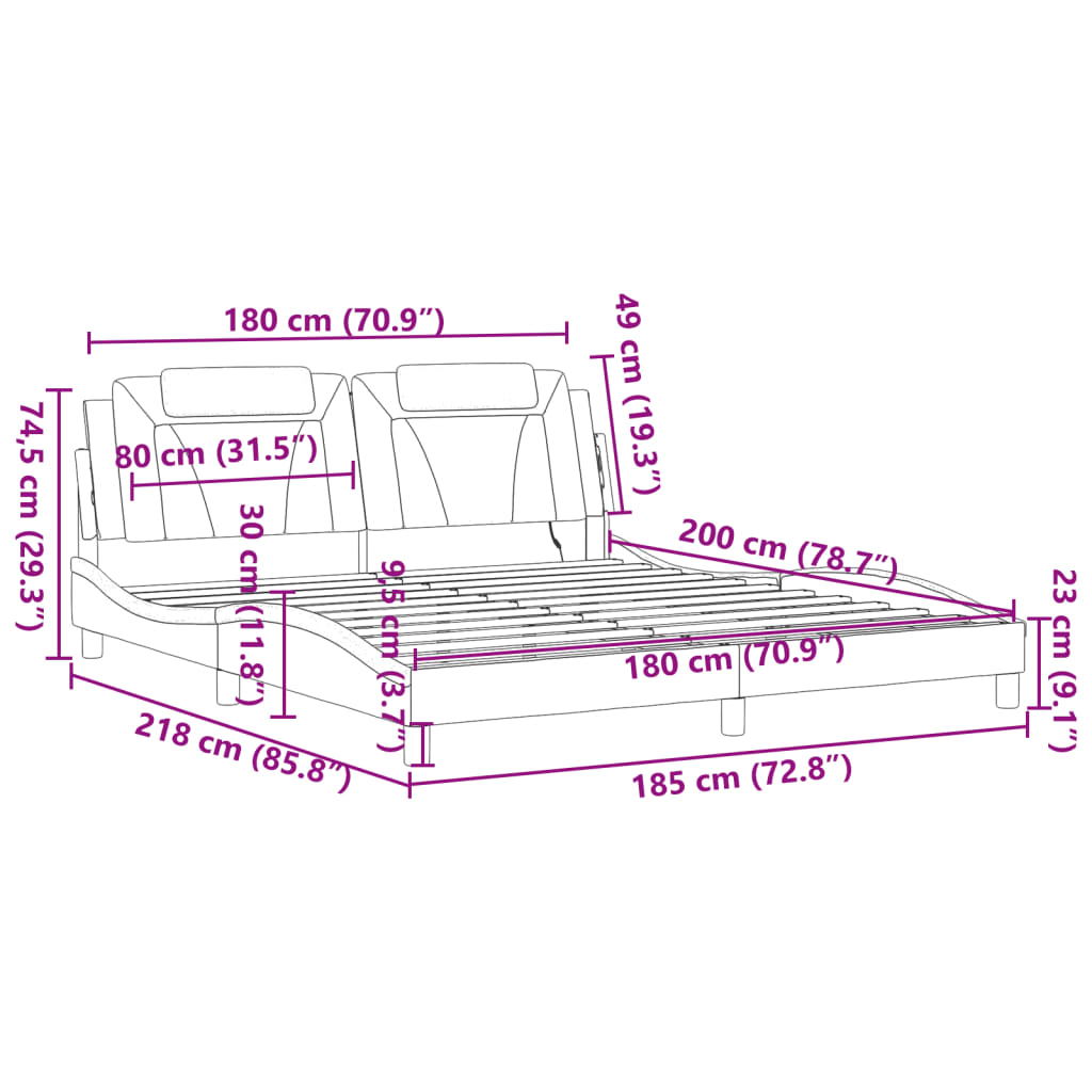Rám postele Viana s LED bez matrace cappuccino 180x200 cm - obrázek 16