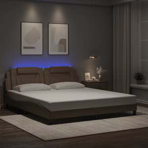 Posteljni okvir Viana z LED brez vzmetnice kapučino 180x200 cm