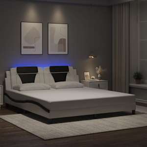 Rám postele Viana s LED bez matrace bílý a černý 180x200 cm - obrázek 1