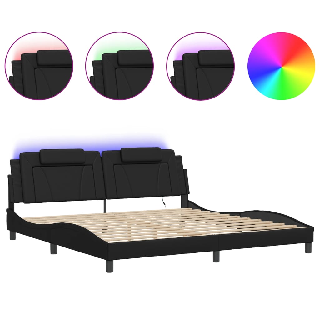 vidaXL Bedframe "Viana" met LED zonder matras zwart 200x200 cm, foto 3