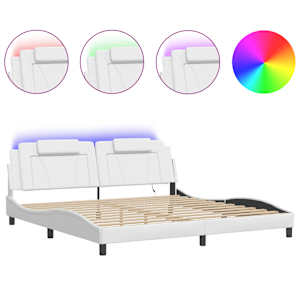 Rám postele Viana s LED bez matrace bílý 200 x 200 cm - obrázek 2