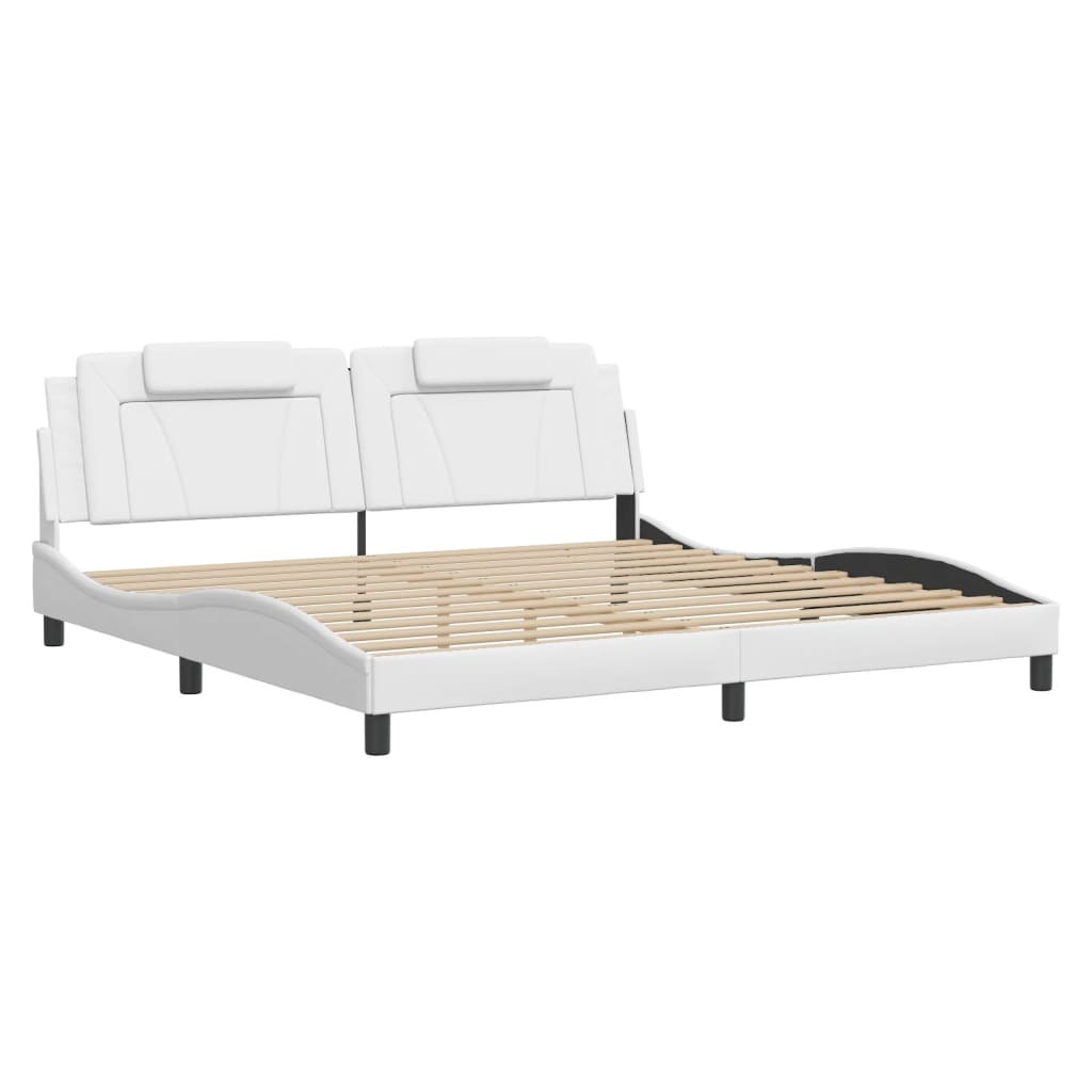 vidaXL Bedframe met LED-verlichting kunstleer wit 200x200 cm afbeelding