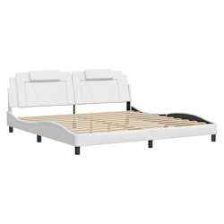 vidaXL Estructura de cama Viana con LED sin colch&oacute;n blanco 200x200 cm