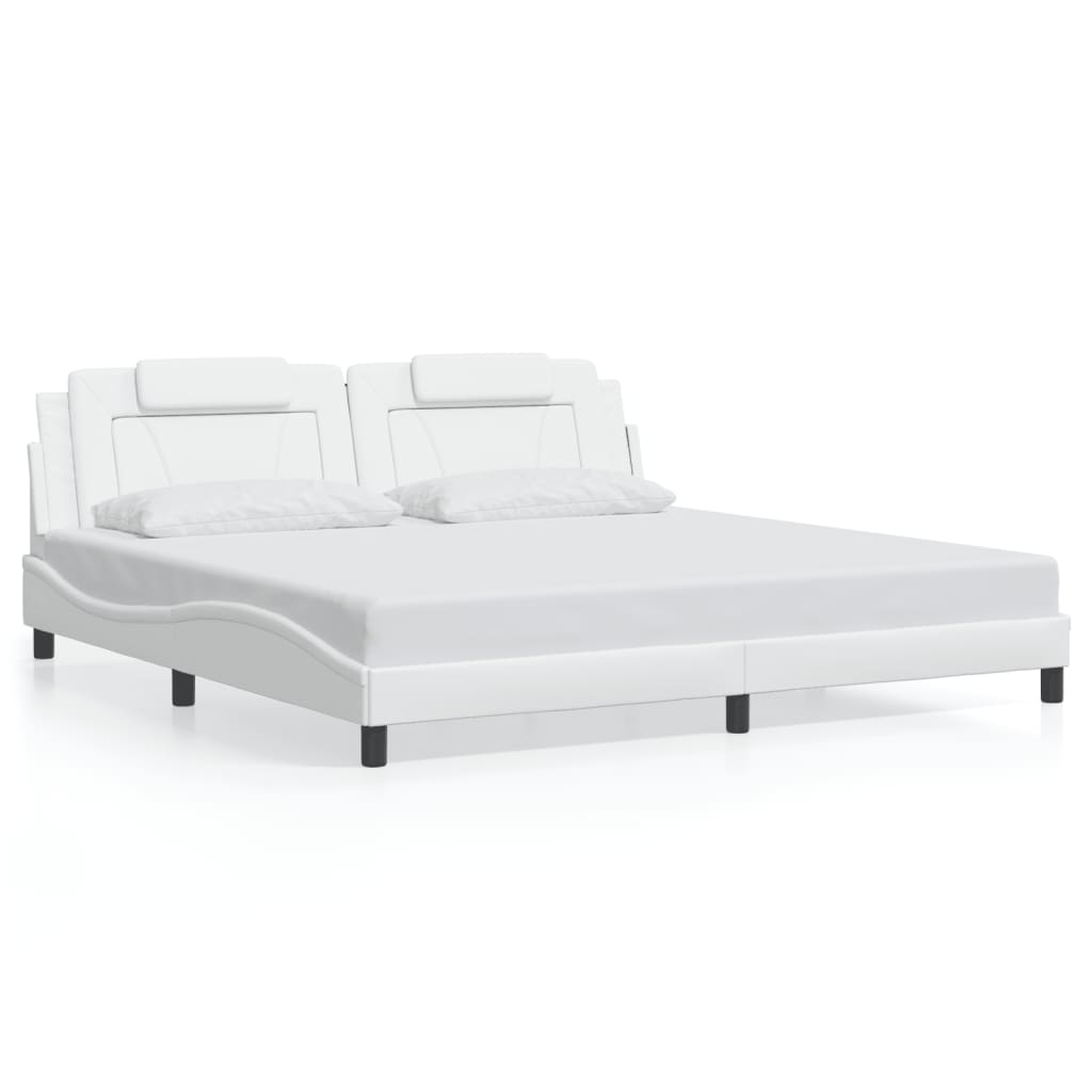 vidaXL Cadre de lit avec lumières LED blanc 200x200 cm similicuir