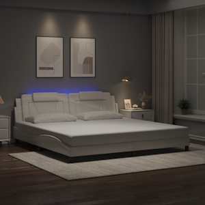 Rám postele Viana s LED bez matrace bílý 200 x 200 cm - obrázek 1