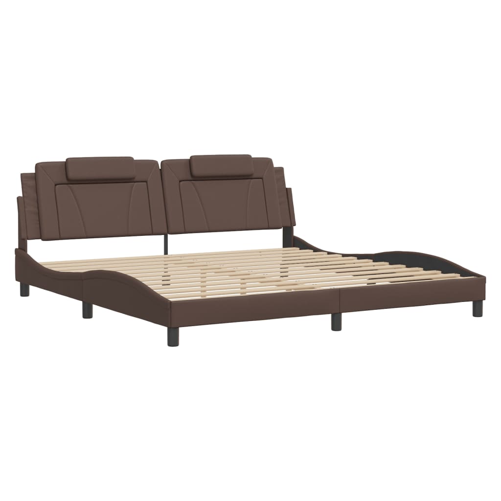 vidaXL Bedframe met LED-verlichting kunstleer bruin 200x200 cm afbeelding