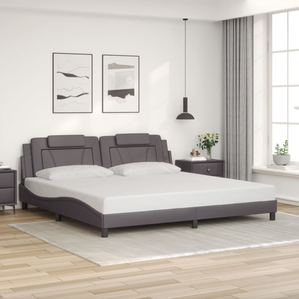 vidaXL Bedframe "Viana" met LED zonder matras grijs 200x200 cm, foto 2