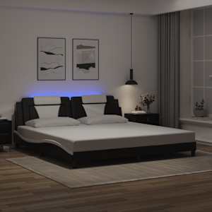Rám postele Viana s LED bez matrace černý a bílý 200x200 cm - obrázek 1