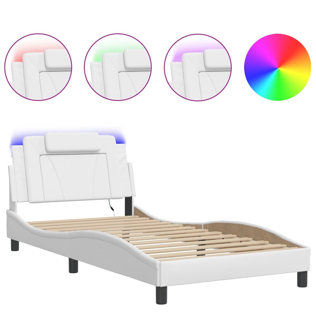 Bedframe "Viana" met LED zonder matras wit 100x203 cm - Afbeelding 2