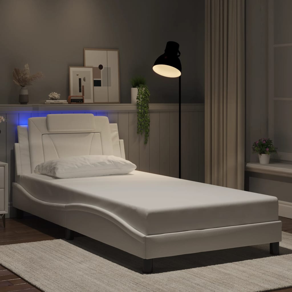 Bedframe "Viana" met LED zonder matras wit 100x203 cm