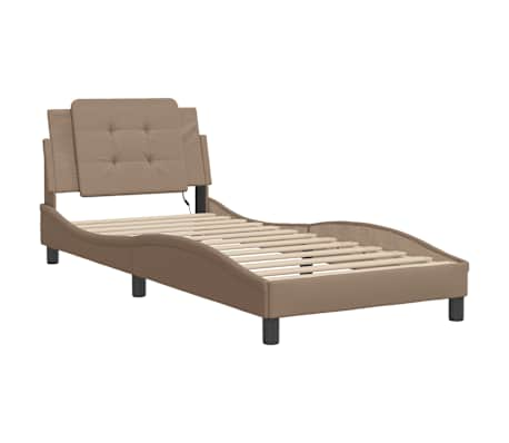 vidaXL Estructura de cama con LED cuero sintético capuchino 80x200 cm