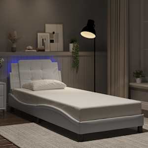 Rám postele s LED bez matrace Zadar bílý 90 x 190 cm - obrázek 1