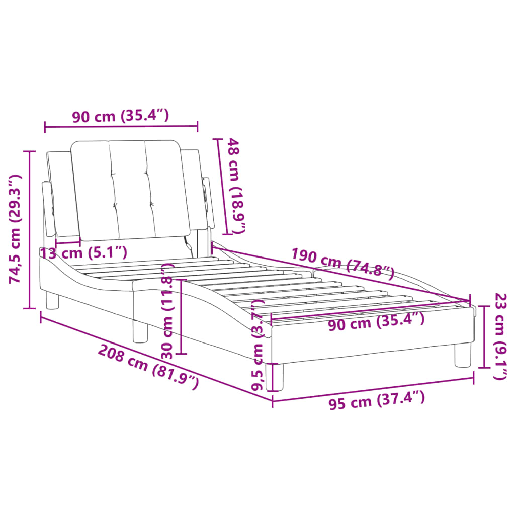 Rám postele s LED bez matrace Zadar cappuccino 90 x 190 cm - obrázek 16