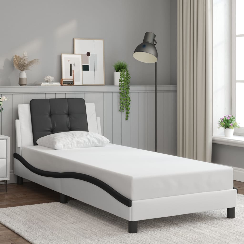 vidaXL Bedframe met LED zonder matras "Zadar" wit en zwart 90x190 cm, foto 2