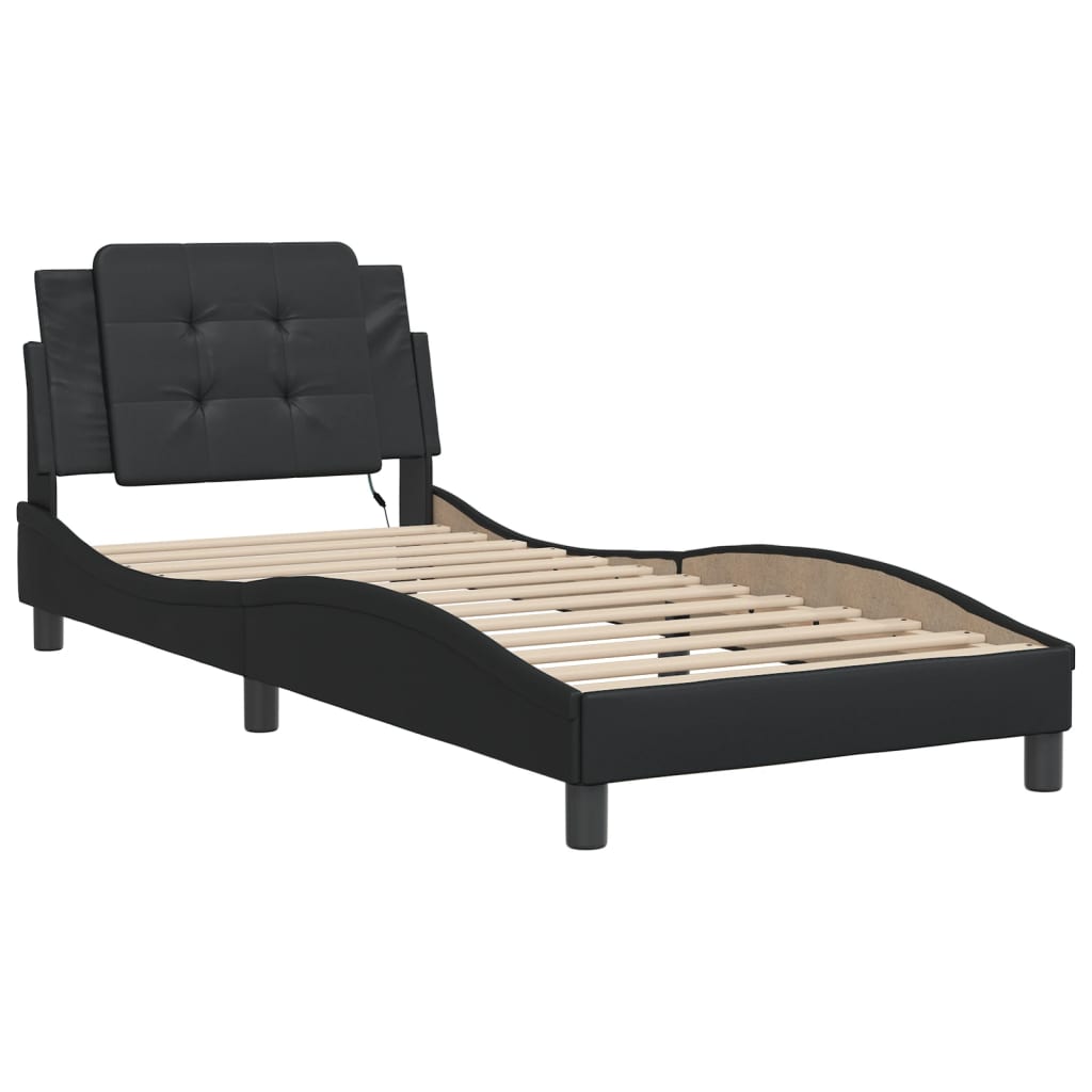 vidaXL Bedframe met LED-verlichting kunstleer zwart 90x200 cm afbeelding