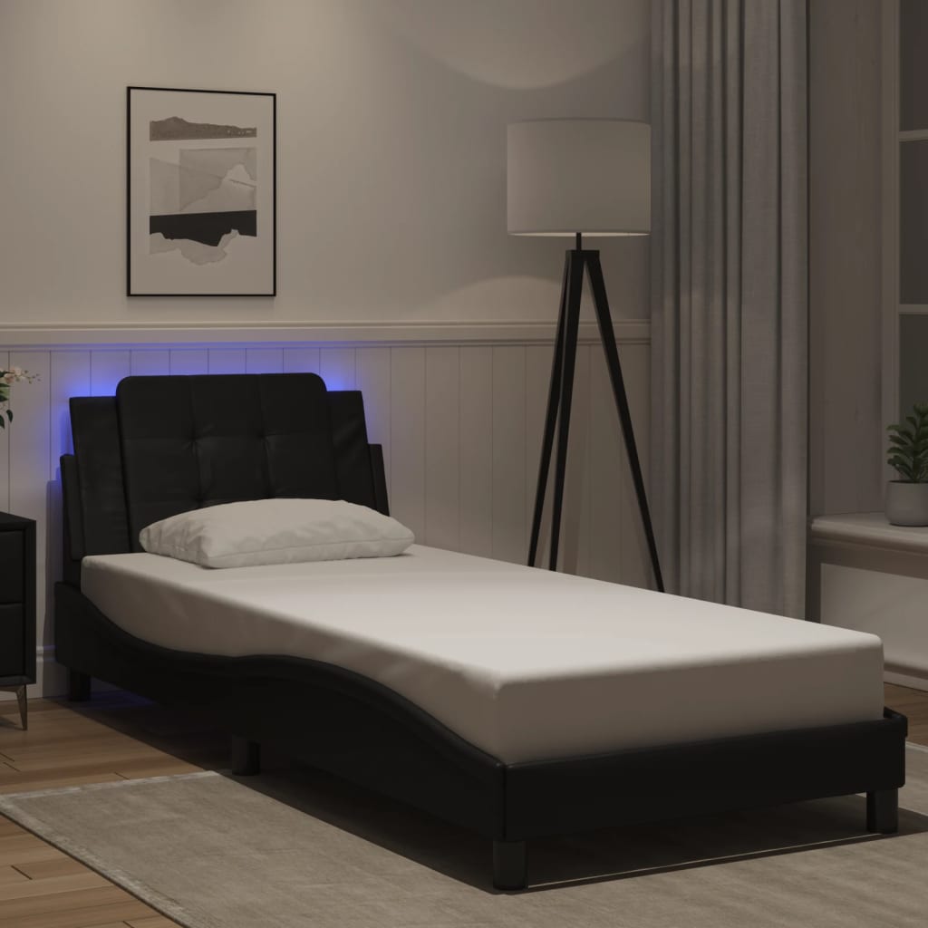 vidaXL sengeramme med LED uden madras Zadar 90x200 cm sort