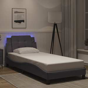 Posteljni okvir z LED brez vzmetnice Zadar siv 100x200 cm
