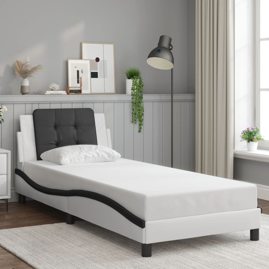 vidaXL Bedframe met LED zonder matras "Zadar" wit en zwart 100x200 cm, foto 2